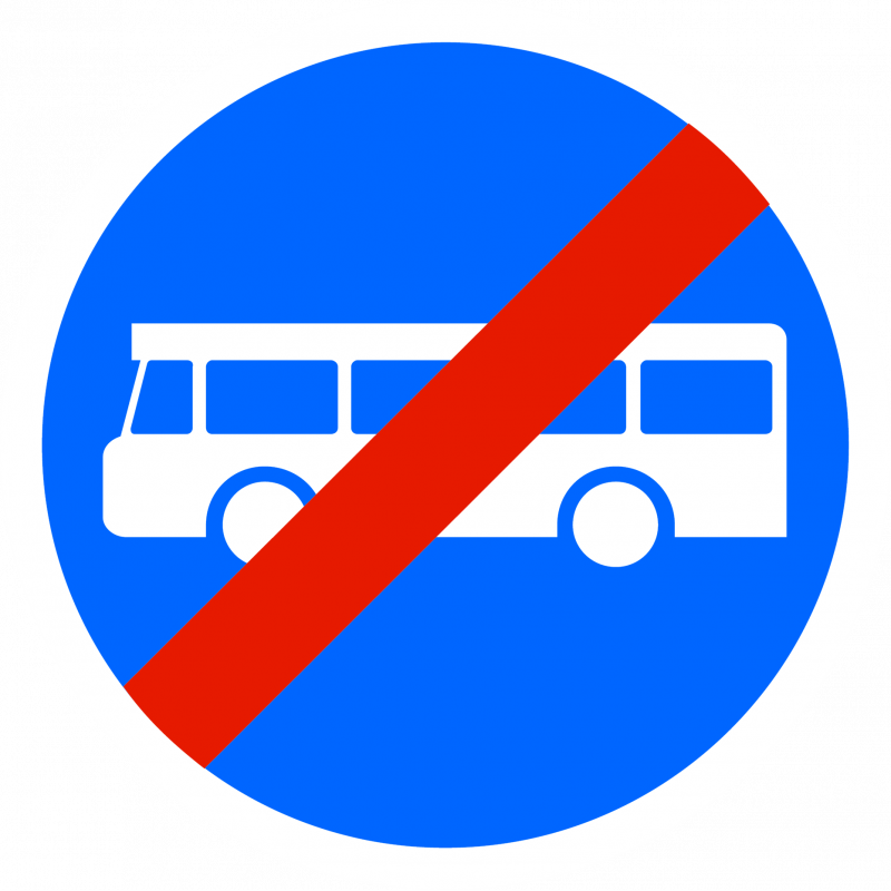 Panneau d'obligation fin de voie réservée aux transports en commun B45