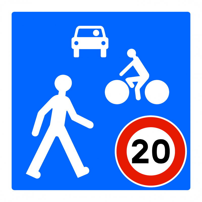 Panneau zone circulation entrée d'unee zone de rencontre B52 Panneau zone circulation entrée d'unee zone de rencontre B52