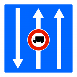 Panneau indication conditions particulières de circulation par voie sur la route suivi C24a-1