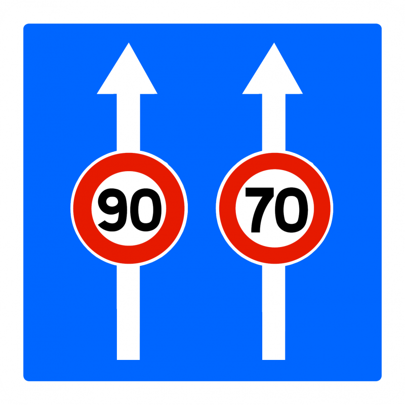 Panneau indication conditions particulières de circulation par voie sur la route suivi C24a-2
