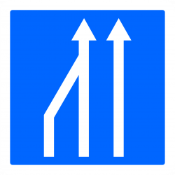 Panneau indication réduction du nombre de voies C28-2