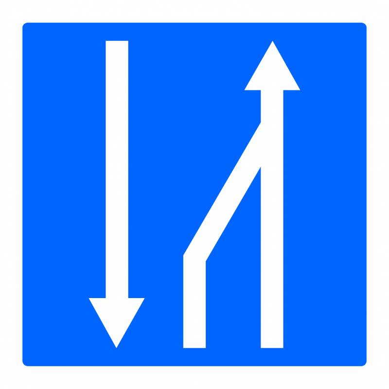 Panneau indication fin d'un créneau de dépassement à trois voies affectées C30