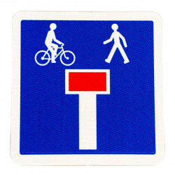 Panneau indication Impasse comportant une issue C13D pour les piétons et les cyclistes