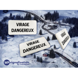 Panonceau Indications diverses par inscriptions M9z2 : Virage dangereux en montagne l WP Signalisation