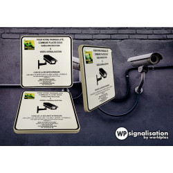 Panneau de vidéo surveillance personnalisé pour signaler la sécurité d'un établissement avec cameras