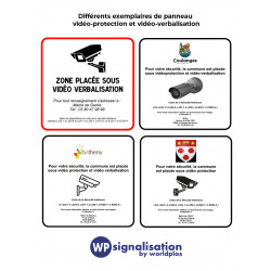 Exemple de panneau de vidéo surveillance protection verbalisation personnalisé| Mairie, lieux publics ou privés