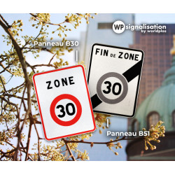 Panneau fin de zone Panneau B51 et entrée de zone panneau B30 I WP Signalisation