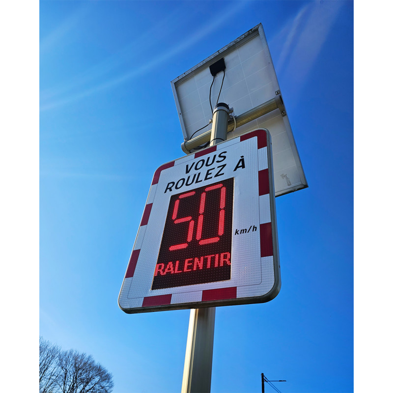 Radar pédagogique routier solaire - 30 km ou 50 km reglable pour réduire l'excès de vitesse I WP Signalisation