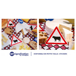 Sticker de panneau de signalisation A15a1 - Passage d'animaux domestiques | Panneau vache et fromage I WP Signalisation