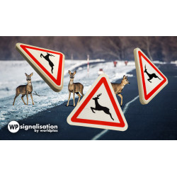 Panneau de danger passage d'animaux sauvages A15B | Rotation du panneau A15B avec cerf |WP Signalisation