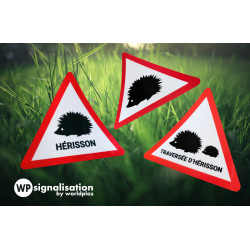 Panneau ou sticker personnalisé de passage d'animaux sauvage comme le hérisson par WPSignalisation