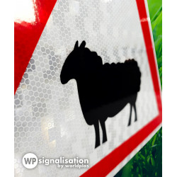 Panneau de signalisation A15A1 I Passage d'animaux domestiques I Panneau mouton | Village et prairie | WP Signalisation
