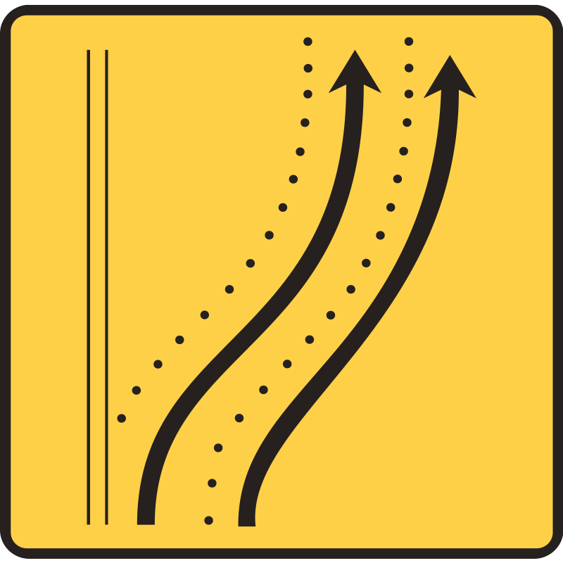 Paneau voierie temporaire présignalisation de changement de chaussée ou de trajectoire KD8-4