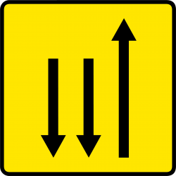 Panneau voirie temporaire présignalisation de changement de chaussée ou de trajectoire KD9-3