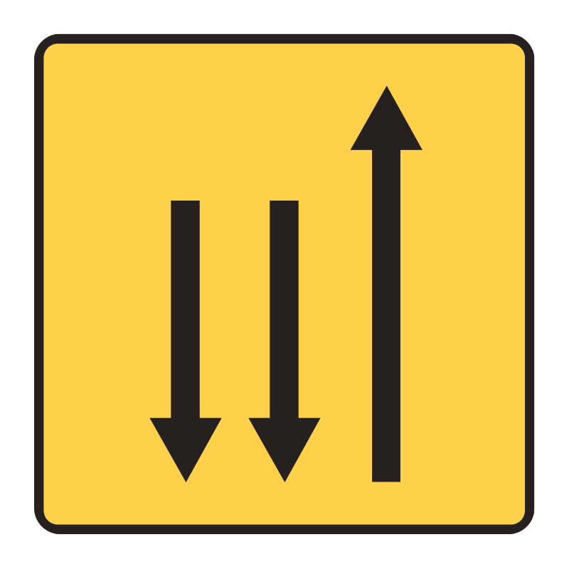 Paneau voierie temporaire présignalisation de changement de chaussée ou de trajectoire KD9-1