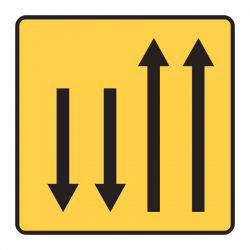 Panneau voirie temporaire présignalisation de changement de chaussée ou de trajectoire KD9-3