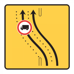 Paneau voierie temporaire présignalisation de changement de chaussée ou de trajectoire KD8-2b
