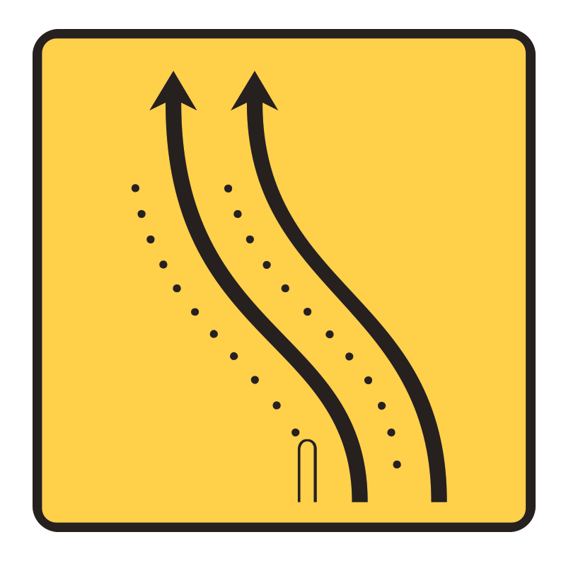 Panneau voirie temporaire présignalisation de changement de chaussée ou de trajectoire KD8-1 | Panneau KD8 ex1