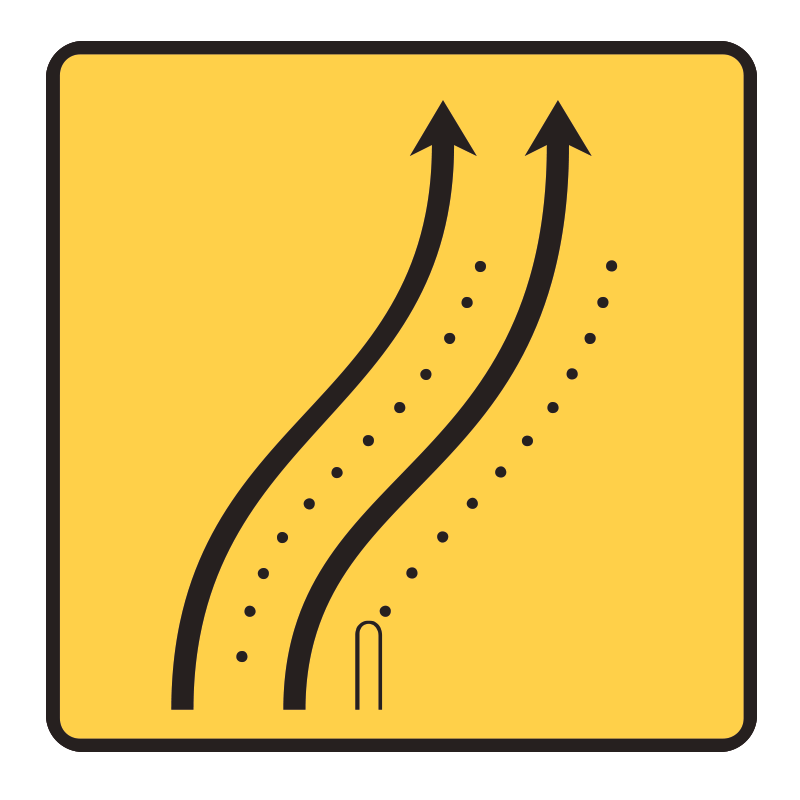 Paneau voierie temporaire présignalisation de changement de chaussée ou de trajectoire KD8-4