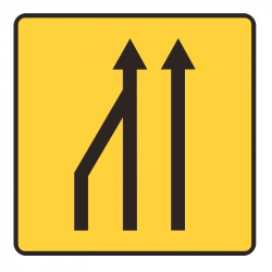 Panneau KD10a-2  réduction du nombre des voies à droite | Travaux et chantiers