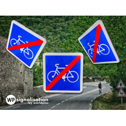 Panneau indication fin d'une piste ou bande cyclable réservée aux cycles | Panneau C114