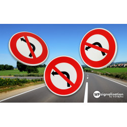 Panneau B2a - Interdiction de tourner à gauche à la prochaine intersection | Rotation du panneau B2A | WPSignalisation