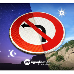 Panneau d'interdiction de tourner à gauche à la prochaine intersection B2a