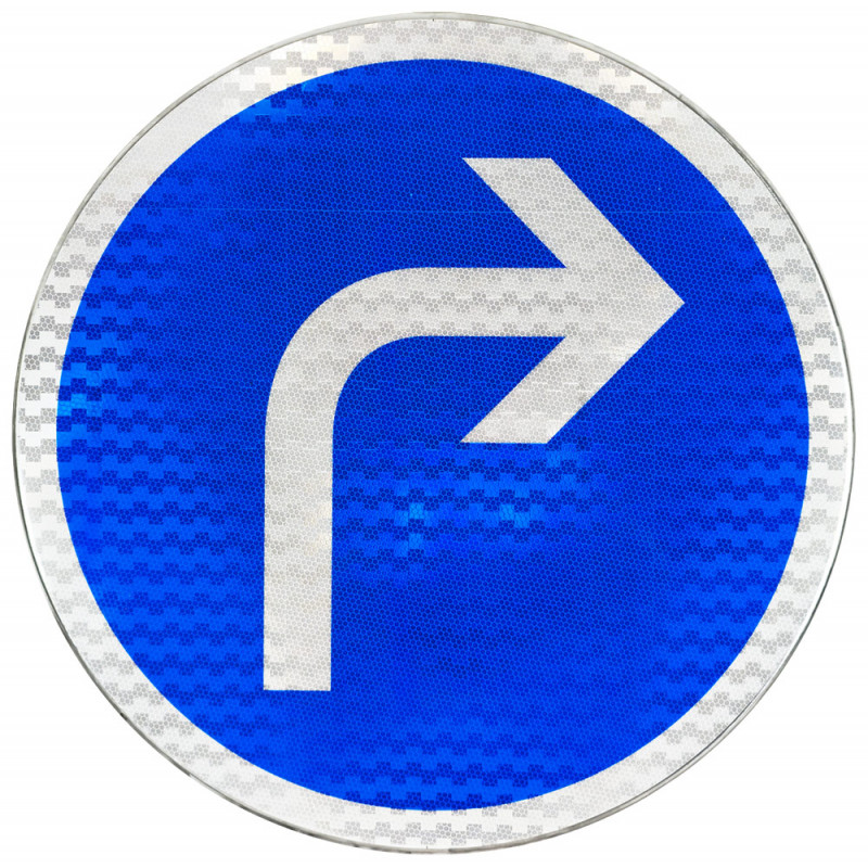 Panneau d'obligation direction à droite B21C1 | Panneau B21C directionnel | WPSignalisation