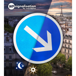 Panneau de signalisation B21a1 - Panneau contournement obligatoire droite I Film prismatique NF et CE | WP Signalisation