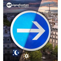 Film prismatique du panneau B21-1 - Panneau obligation vers la droite I Panneau B21 obligation | WP Signalisation