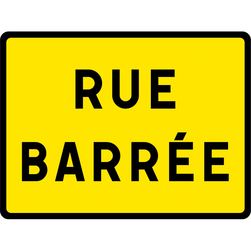 Panneau indication temporaire rue barrée KC119P