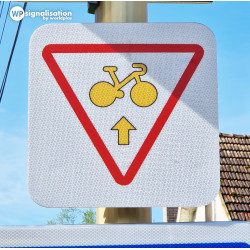 Panonceau M12 fond blanc I Autorisation conditionnelle de franchissement pour les cyclistes l WP Signalisation