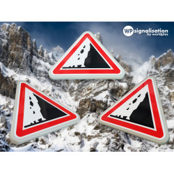 Panneau de danger risque de chute de pierres A19 | Avalanche | Panneau de montagne | Eboulement