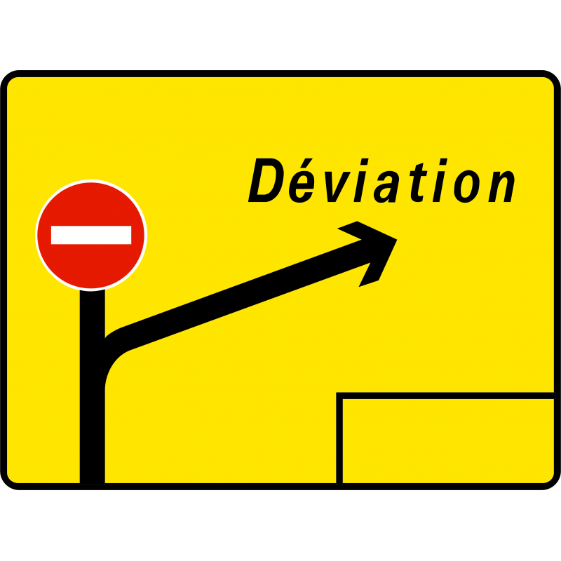 Panneau de voirie temporaire présignalisation de déviation KD42e | Panneau de déviation KD42