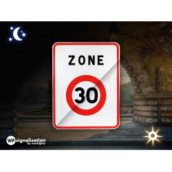 Panneau zone circulation entrée d'unee zone à vitesse limitée à 30 km/h B30