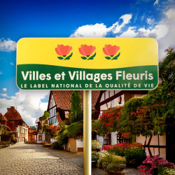 Face avant du panneau Ville et village fleuris I Panneau village 4 fleurs I WP Signalisation