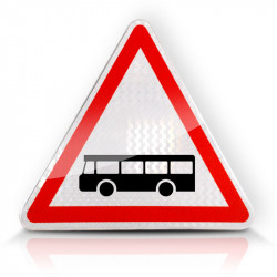 Panneau de danger traversée de voies de tramway A9