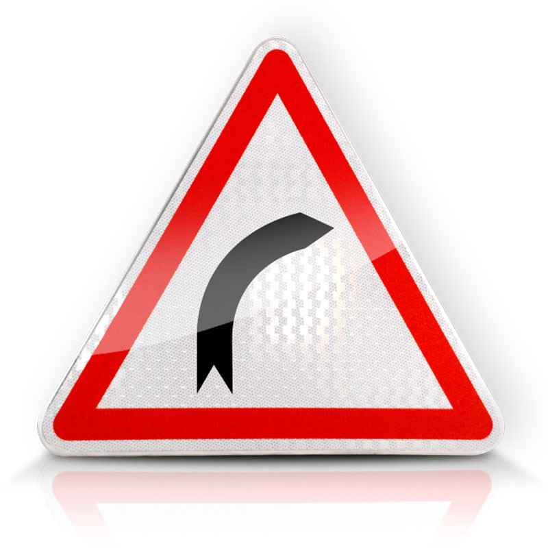 Panneau de danger virage à droite A1A