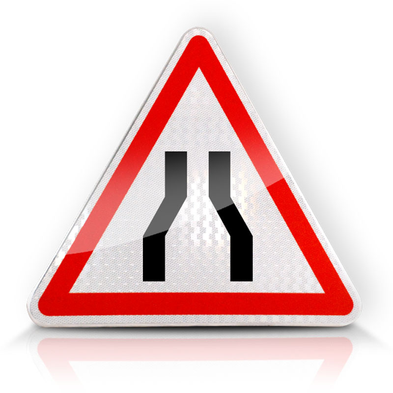 Face du panneau A3 I Panneau chaussée rétrécie I WP Signalisation