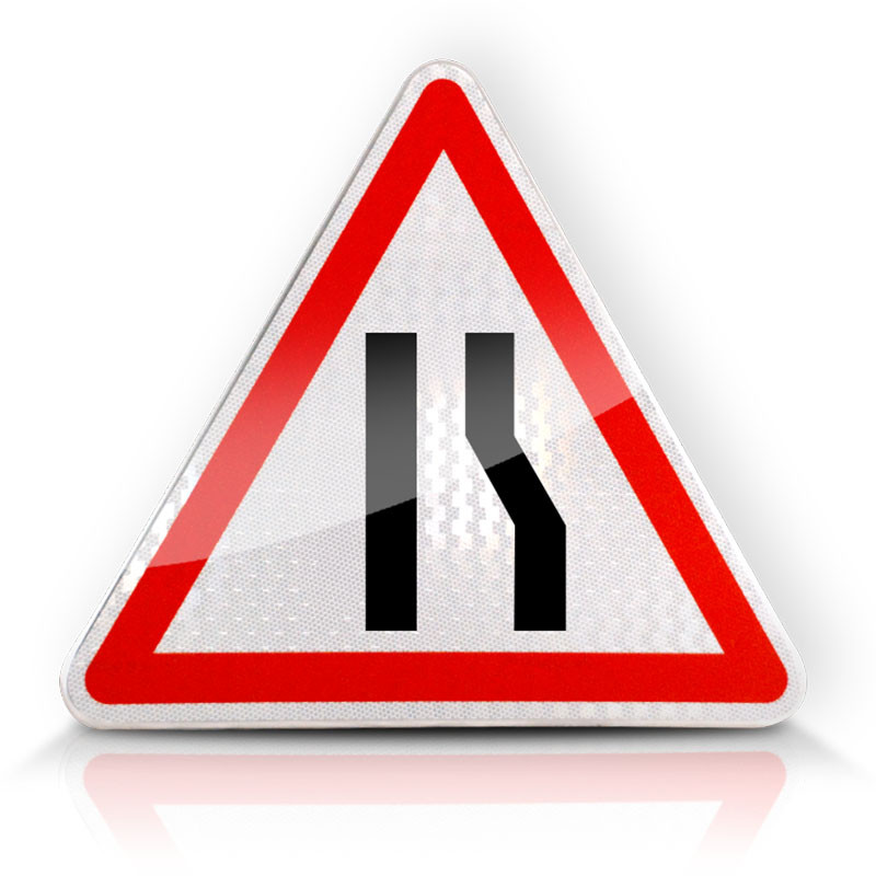 Panneau de danger chaussée rétrécie par la droite A3A | WP Signalisation