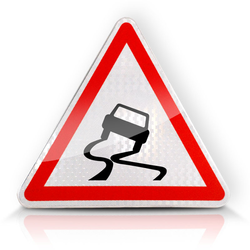 Panneau de danger chaussée particulièrement glissante A4 | WP Signalisation