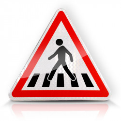 Face avant du panneau de signalisation A13B - Panneau passage pour piétons I WP Signalisation