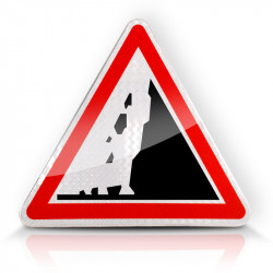 Panneau de danger risque de chute de pierres A19 | Avalanche | Eboulement