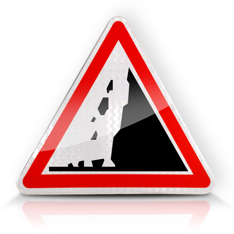 Panneau de danger risque de chute de pierres A19 | Avalanche | Eboulement