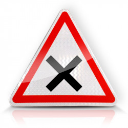 Panneau intersection de voie AB1 , priorité a droite | WP Signalisation Made in France