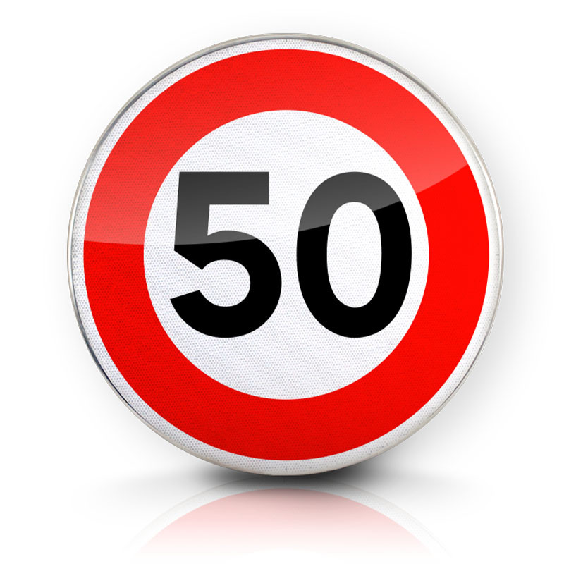 Face avant du panneau de signalisation B14 50km heure I limitation de vitesse | WP Signalisation