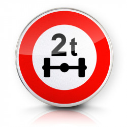 Panneau d'interdiction limitation de poids par essieu B13a
