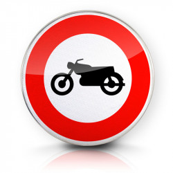 Panneau d'interdiction accès interdit aux motocyclettes B9h