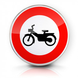 Panneau d'interdiction accès interdit aux cyclomoteurs B9g