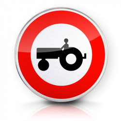 Panneau d'interdiction accès interdit aux véhicules agricoles à moteur B9D l WP Signalisation